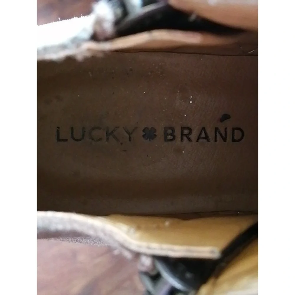 Lucky Brand Boots Womens Basel Brown 10 Ankle Bootie Shoes Suede Side Zip